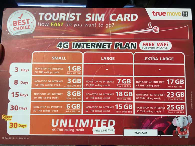 Bangkok Airport SIM card true move