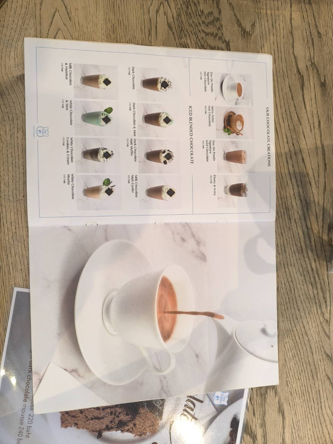 Duc De Praslin Belgiumのチョコレートドリンクメニュー