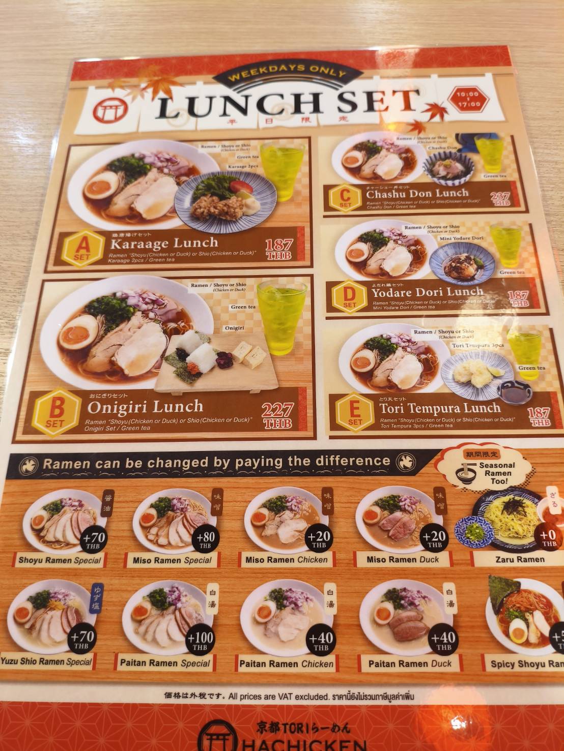 Hachicken Ramenターミナル21店 メニュー