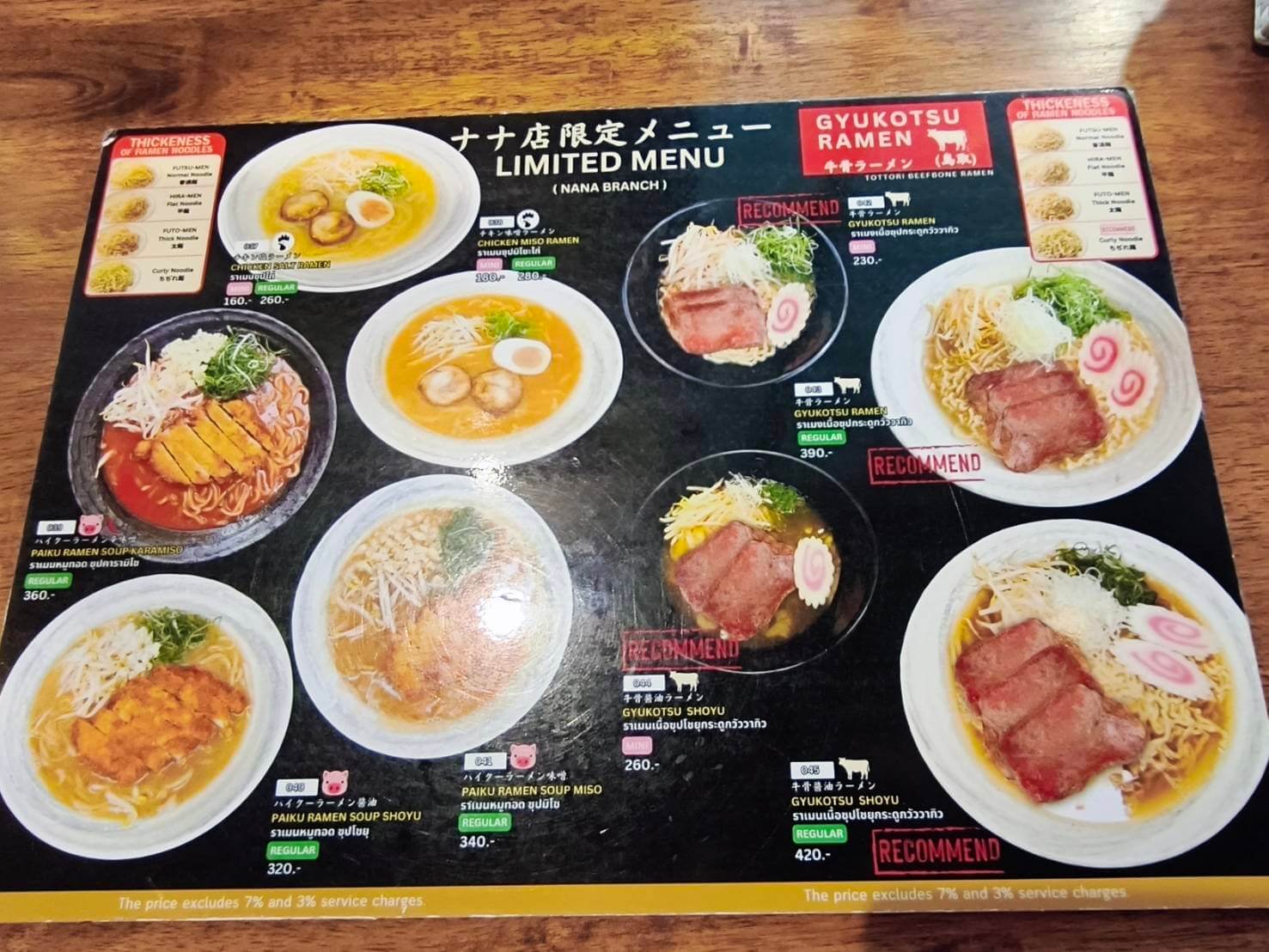 天洋ラーメンのメニュー
