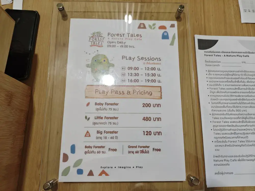 Forest Talesの利用システムと料金プランの案内ボード